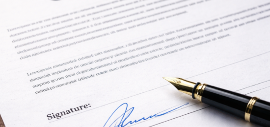 Signed contract and fountain pen